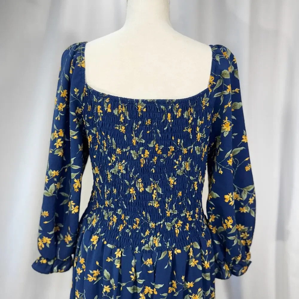 Baltic Born Marta Dress Bohemian Romance Wuthering Heights Floral Midi 1XL Navy - Picture 10 of 16
